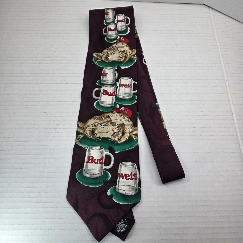 VTG Budweiser Frogs Silk Tie Beer‎ Mugs 1996 Anheuser-Busch Genuine Collection